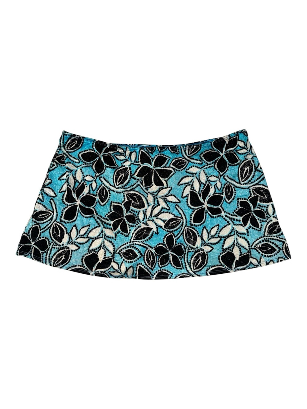Vintage Athena Blue Floral Swim Low Rise Skort Size 14 Built-In Brief Beach